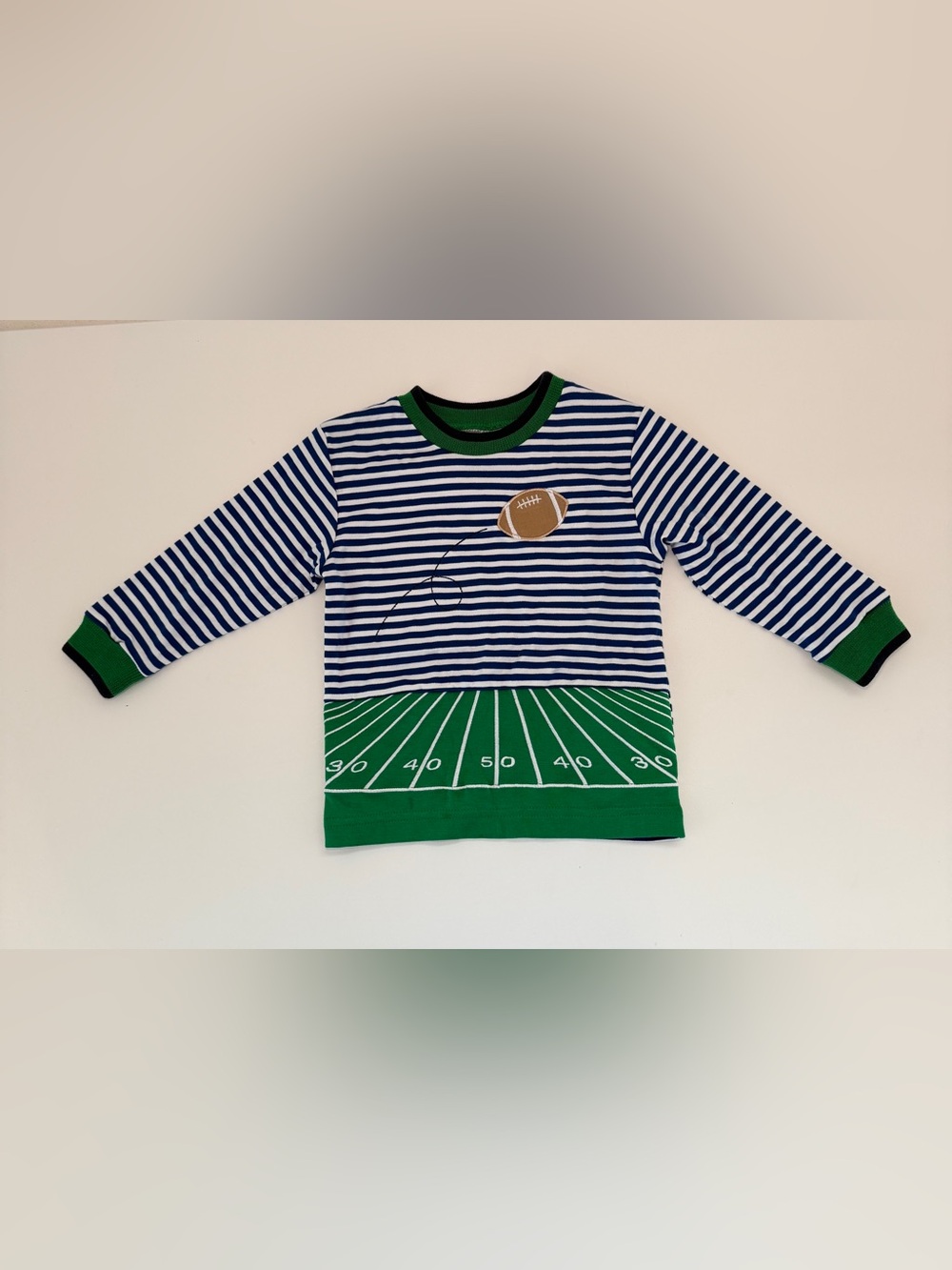 Florence Eiseman Striped Knit Embroidered Football Shirt 2T